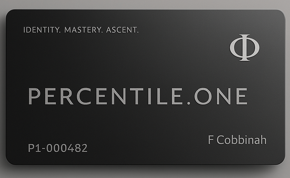 Percentile Black Card, matte black with embossed logo